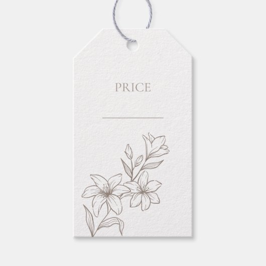 Chic Minimal Floral Prijs Labels Cadeaulabel (Voorkant)
