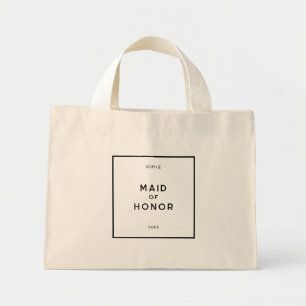 Chic Minimal Frans Zwart & Wit Bruidsmeisje Mini Tote Bag