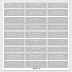 Chic Minimal Gray Wedding Guest Adresetiketten Sticker