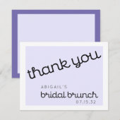Chic Minimal Lavendel Mod Script Bruidsontbijt Bedankkaart (Voorkant / Achterkant)