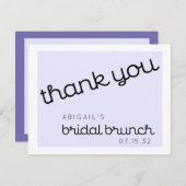 Chic Minimal Lavender Mod Script Bruiloft Brunch Bedankkaart (Voorkant / Achterkant)