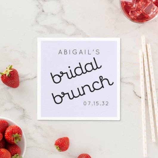 Chic Minimal Lavender Mod Script Brunch Paper Plat Servet (Insitu)