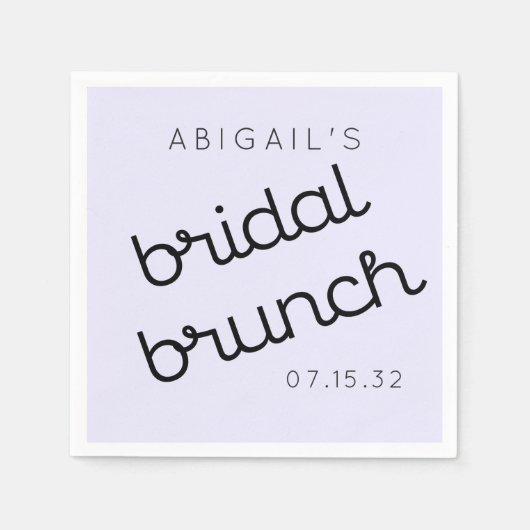 Chic Minimal Lavender Mod Script Brunch Paper Plat Servet (Voorkant)
