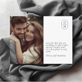 Chic Minimal Modern Photo Monogram Wedding Briefkaart