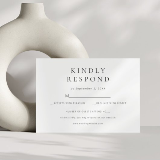Chic Minimal Modern Wedding RSVP Kaartje
