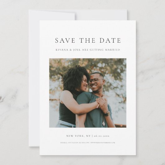 Chic Minimal Moderne Fotobruiloft Save The Date (Voorkant)
