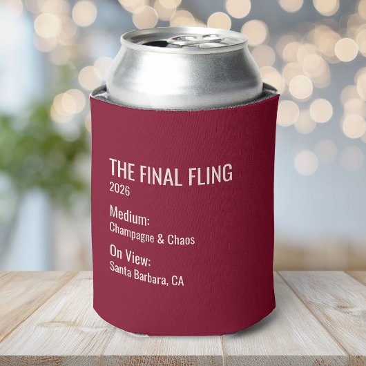 Chic Minimal Museum Label Bachelorette Party Favor Blikjeskoeler