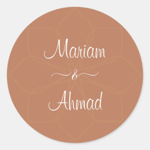 Chic Minimal Ornamental Terracotta Names Ronde Sticker