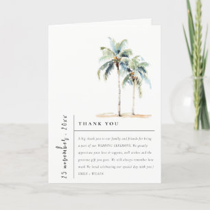 Chic Minimal Palm Trees Tropical Wedding Foto Bedankkaart