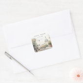 Chic Minimal Washington DC, Verenigde Staten Water Vierkante Sticker (Envelop)