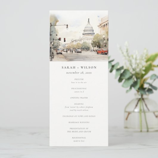 Chic Minimal Washington DC Waterverf Programma (Staand voorkant)