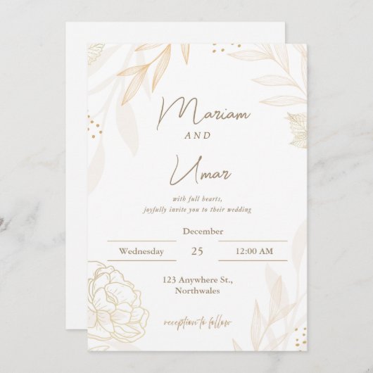 Chic Minimal Wedding Invitation – Editable Templat (Devant / Derrière)
