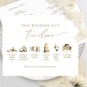 Chic Minimal Wedding Program Tijdlijn in Gold