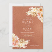 Chic, minimale terracotta peach Blush cram Wedding Kaart (Voorkant)