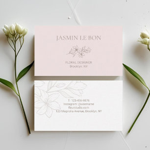 Chic Minimalist Bloemen Roze & Wit Visitekaartje