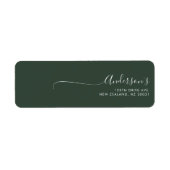 Chic Minimalist Dark Green Trendy Script Weduwen Etiket (Voorkant)