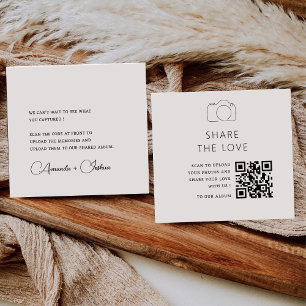 Chic Minimalist Deel de Liefde QR Code Tafel Kaart Notitiekaartje
