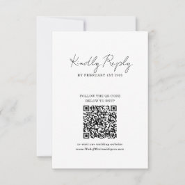 Chic Minimalist Handwriting Script Wedding QR Code RSVP Kaartje
