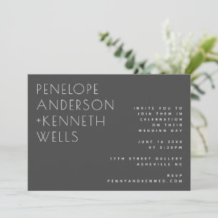 Chic Minimalist Modern Wedding Black Horizontal Bl Kaart