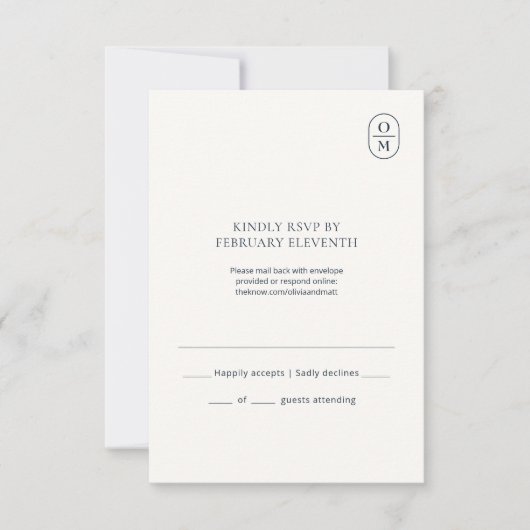 Chic Minimalist Monogram Wedding RSVP (Devant)