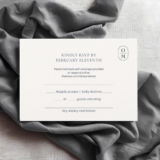 Chic Minimalist Monogram Wedding RSVP