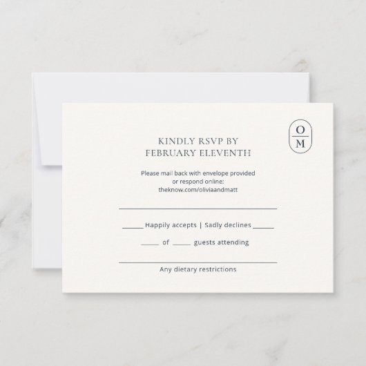 Chic Minimalist Monogram Wedding RSVP (Devant)