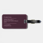 Chic Minimalist Monogrammed Maroon Bagagelabel (Achterkant horizontaal)