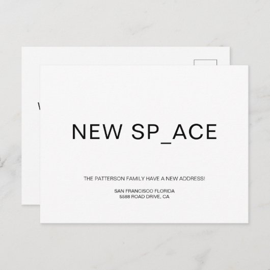 Chic Minimalist New Home Moving Aankondigingskaart (Voorkant / Achterkant)