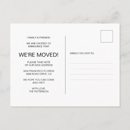 Chic Minimalist New Home Moving Aankondigingskaart (Achterkant)