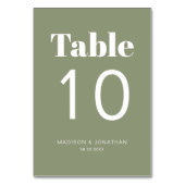 Chic Minimalist Sage Green Trouwtafel Nummer Kaart (Voorkant)