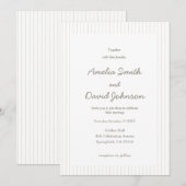 Chic Minimalist Stripe Green Wedding Invitation  (Devant / Derrière)