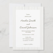 Chic Minimalist Stripe Green Wedding Invitation  (Devant)