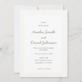 Chic Minimalist Stripe Green Wedding Invitation  Kaart