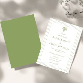 Chic Minimalist Stripe Green Wedding Invitation  Kaart