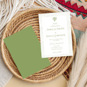 Chic Minimalist Stripe Green Wedding Invitation  Kaart