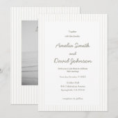 Chic Minimalist Stripe Green Wedding Invitation  Kaart (Voorkant / Achterkant)