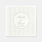 Chic Minimalist Stripe Green Wedding  Servet (Voorkant)