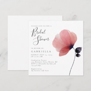 Chic Minimalist Waterverf Poppy Vrijgezellenfeest Kaart