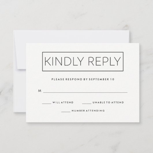 Chic Minimalist Wedding Response RSVP Kaartje (Voorkant)