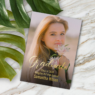 Chic Minimaliste Gold Foil Faire-part de graduatio