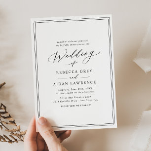 Chic Minimalistic Modern Script Wedding Kaart