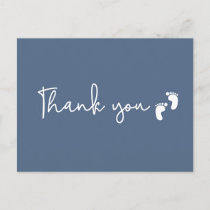 Chic Minimalistisch Baby shower bedankt Dusty blue Briefkaart