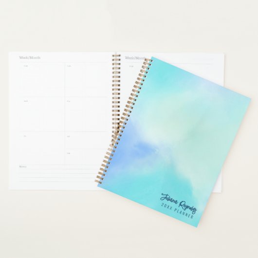 Chic Minimalistische Blauwe Abstracte Kunstplanner Planner (Display)