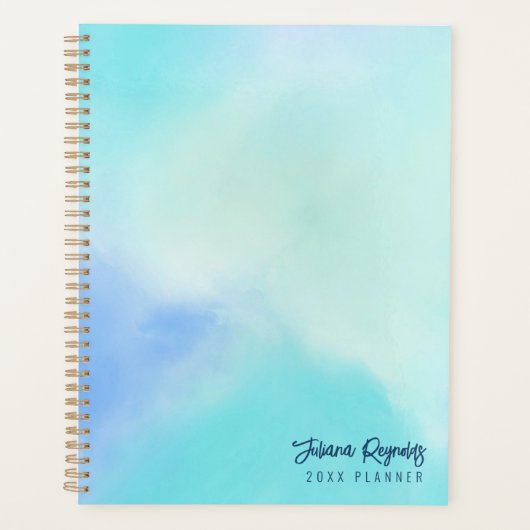 Chic Minimalistische Blauwe Abstracte Kunstplanner Planner (Voorkant)