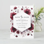 Chic minimalistische Bourgondische bruiloft Save The Date (Staand voorkant)