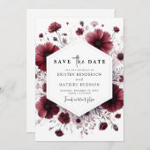 Chic minimalistische Bourgondische bruiloft Save The Date (Voorkant / Achterkant)