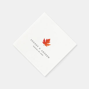 Chic Minimalistische Herfst Maple Leaf Wedding Servet