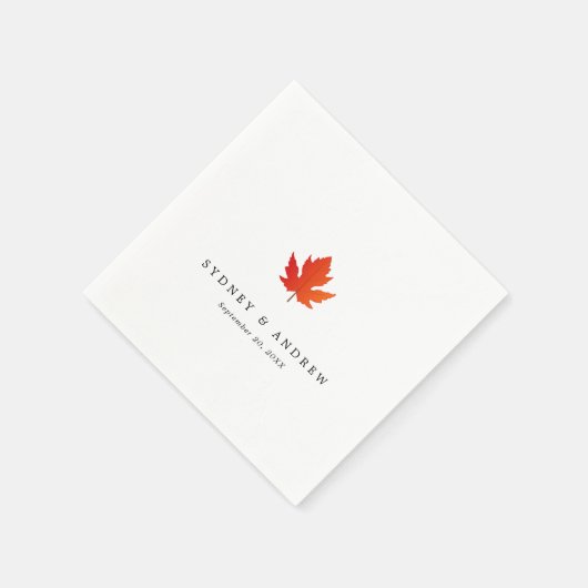 Chic Minimalistische Herfst Maple Leaf Wedding Servet (Hoek)