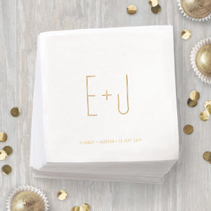 Chic Minimalistische Moderne Monogrammed Wedding Folie Servetten