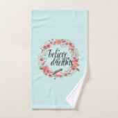 Chic Mint Croyez en vos rêves Oiseau rose Floral (Serviette à main)